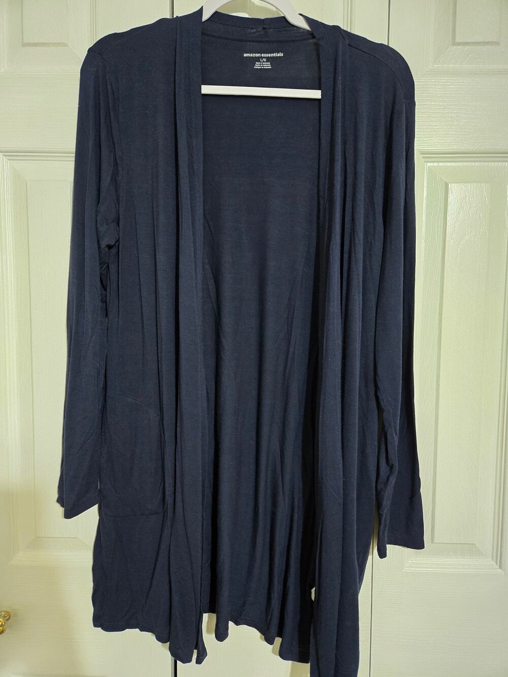 Amazon essential large women's navy blue open front cardigan